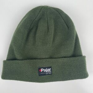 Pajar Canada Olive‎ Green Knit Beanie Hat Cuffed Logo Patch O/S Unisex Gorpcore